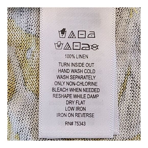 Rachel Ashwell‎ Top Womens Large 100% Linen Floral Pullover Shirt Yellow Green - Picture 7 of 7